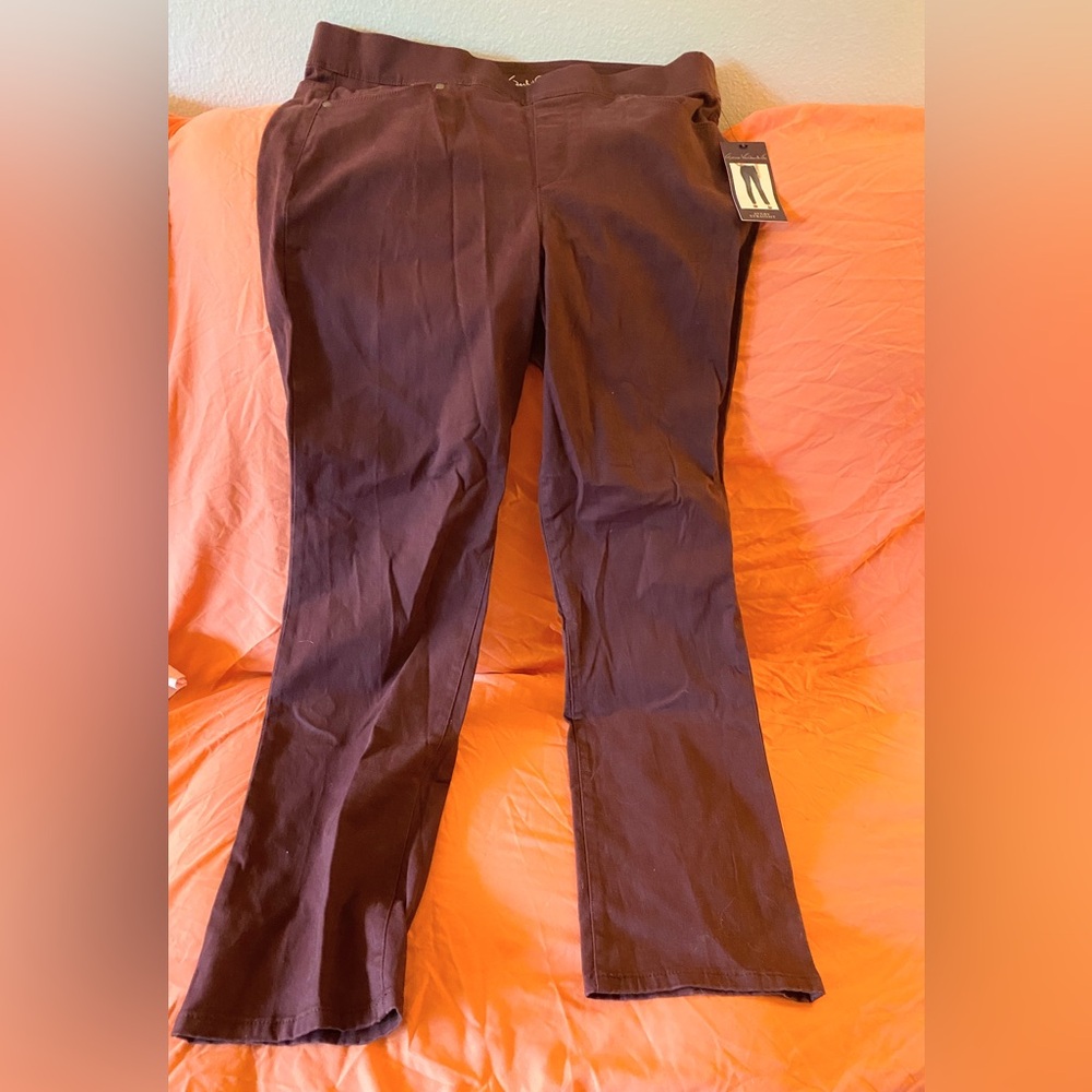 Gloria Vanderbilt Avery Straight Jeans Stretch Pants in Maroon